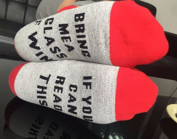 If You can read this Bring Me a glass of wine Socks