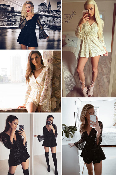Sexy lace gold sequin jumpsuit
