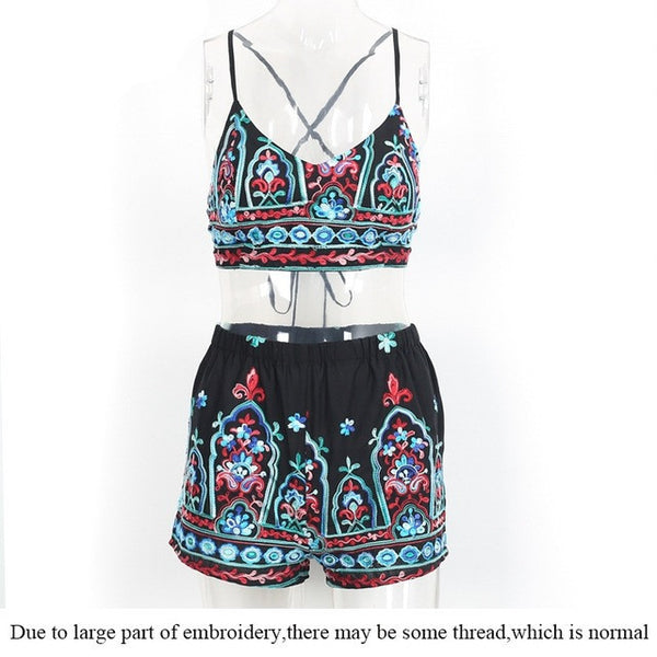 Elegant Flower Embroidery Playsuit