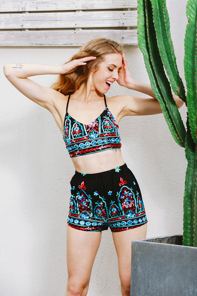 Elegant Flower Embroidery Playsuit