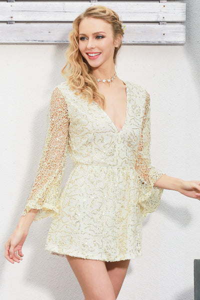 Sexy lace gold sequin jumpsuit