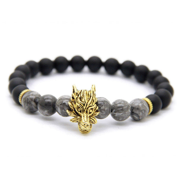 Matte Stone Wolf Bracelet
