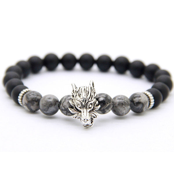 Matte Stone Wolf Bracelet