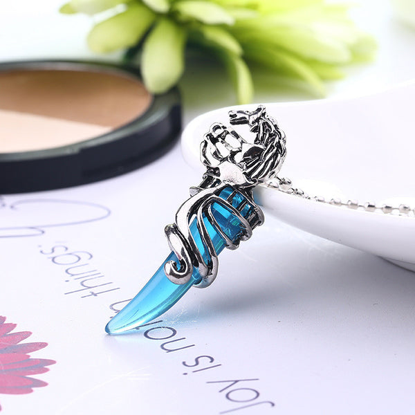 Blue Wolf Tooth Amulet necklace