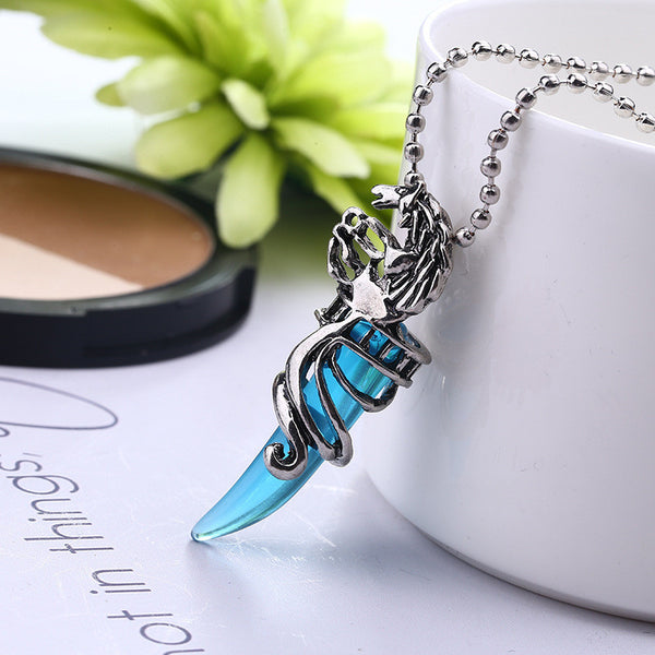 Blue Wolf Tooth Amulet necklace