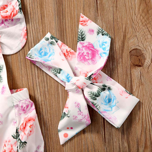 Floral Baby Girls Romper (Sun suit+Headband)