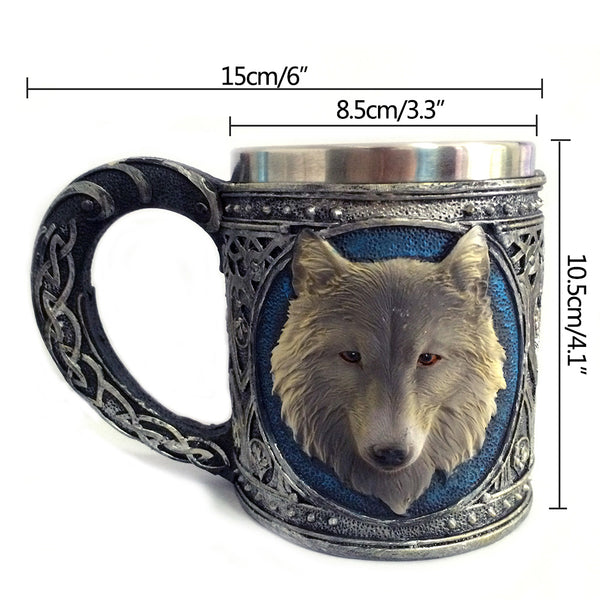 3D Wolf King Pattern Drinking Mug
