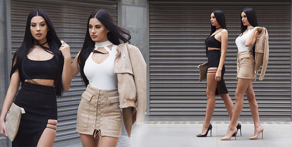 90's suede lace up women skirt