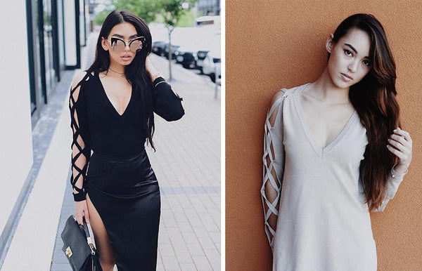 Sexy v neck cross sleeve pullover