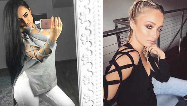 Sexy v neck cross sleeve pullover