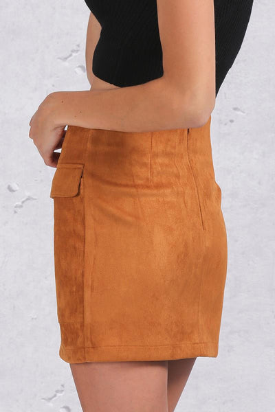 90's suede lace up women skirt