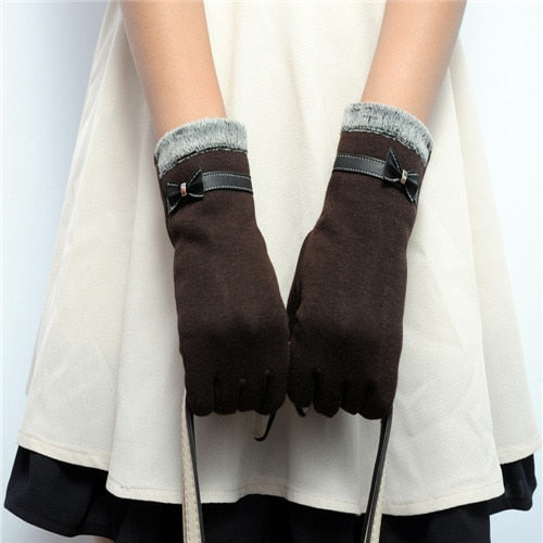 Winter Warm Bow Soft Wrist Gloves