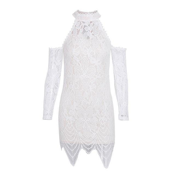 Shoulder black lace dress ( AC11 )