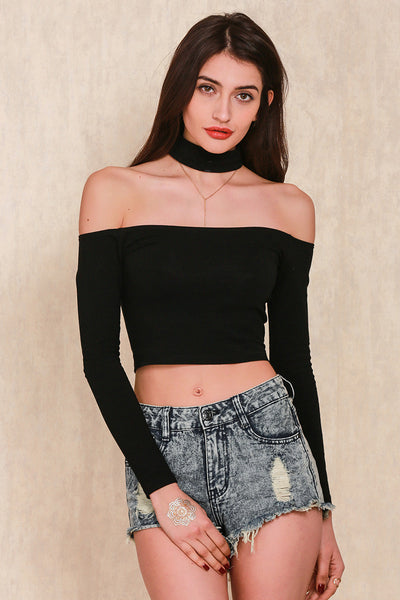 Sexy off shoulder black top