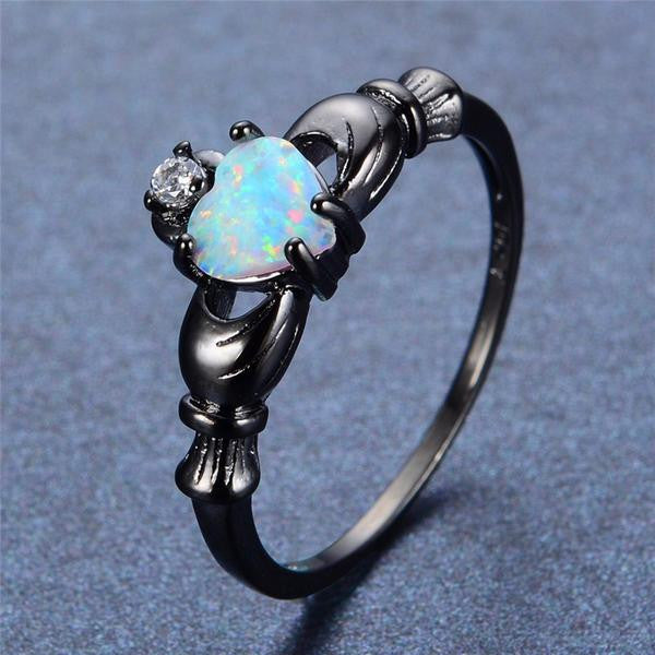 Opal Fire Heart Ring