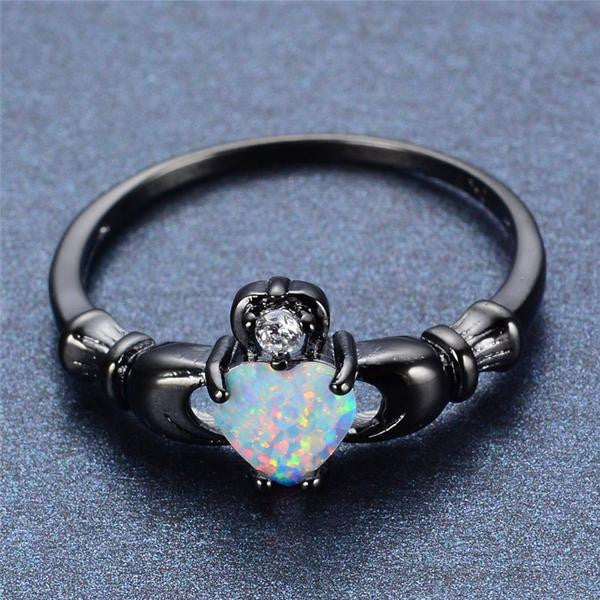 Opal Fire Heart Ring