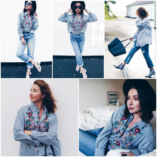 Embroidery female blouse shirt