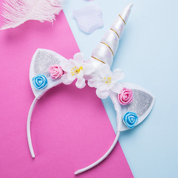 Elastic Glittery Unicorn Headband For Baby Girls