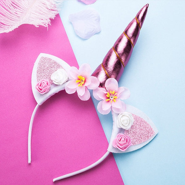 Elastic Glittery Unicorn Headband For Baby Girls