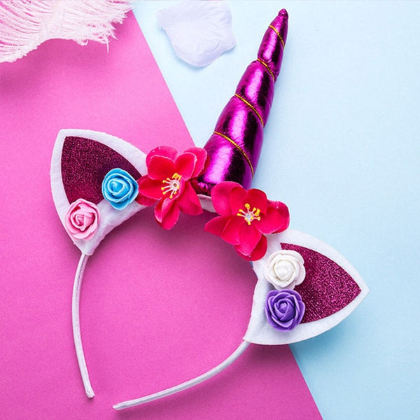 Elastic Glittery Unicorn Headband For Baby Girls