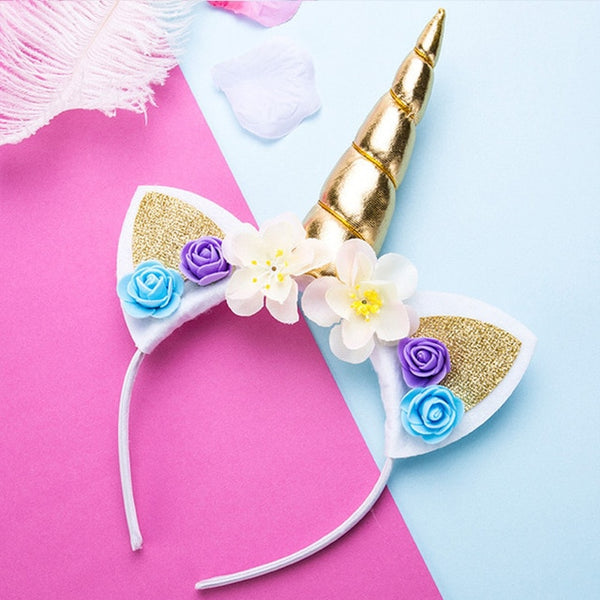 Elastic Glittery Unicorn Headband For Baby Girls