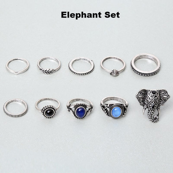 Elephant Boho Ring Sets